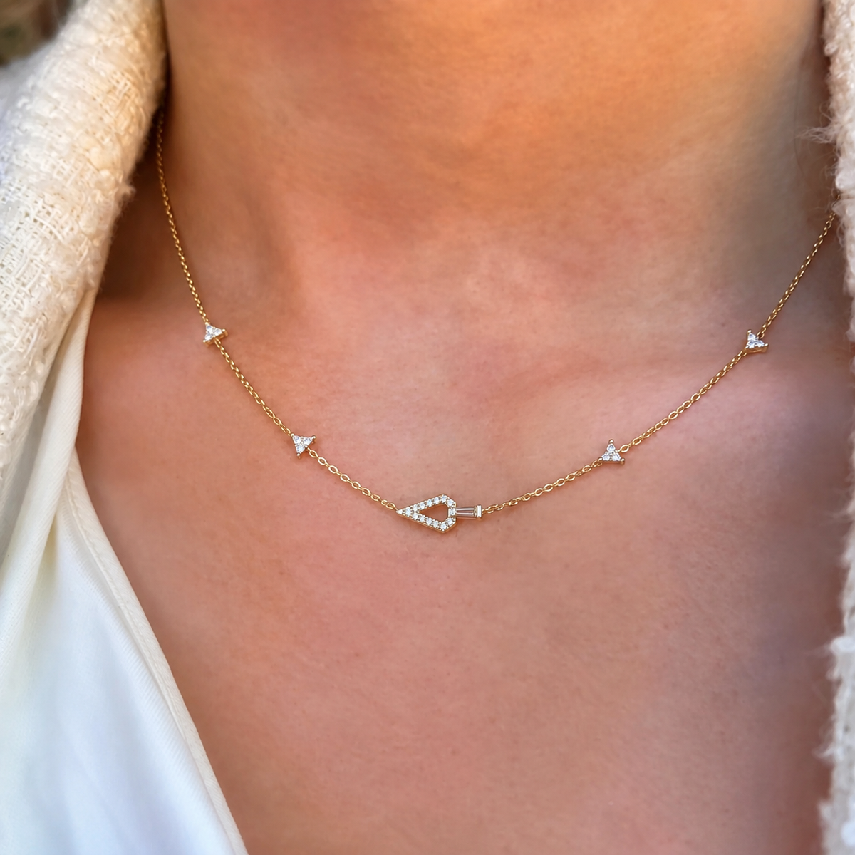 Pre-Order | 14ct Gold Plated Cubic Zirconia Geometric Satellite Necklace | Ania Haie