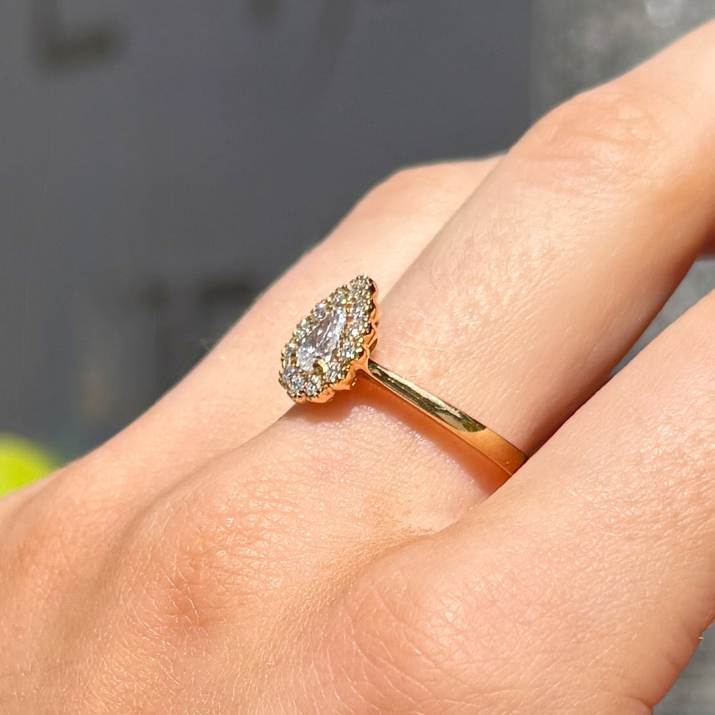 Pear Shaped Diamond 18ct Yellow Gold Ring | Size M