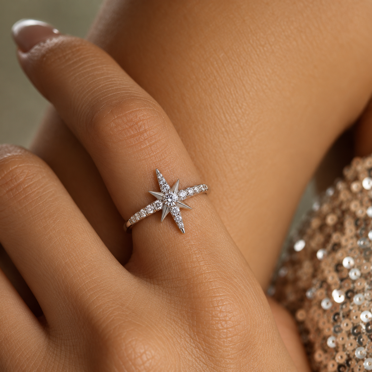Sterling Silver Eight-Pointed North Star Ring | Ania Haie
