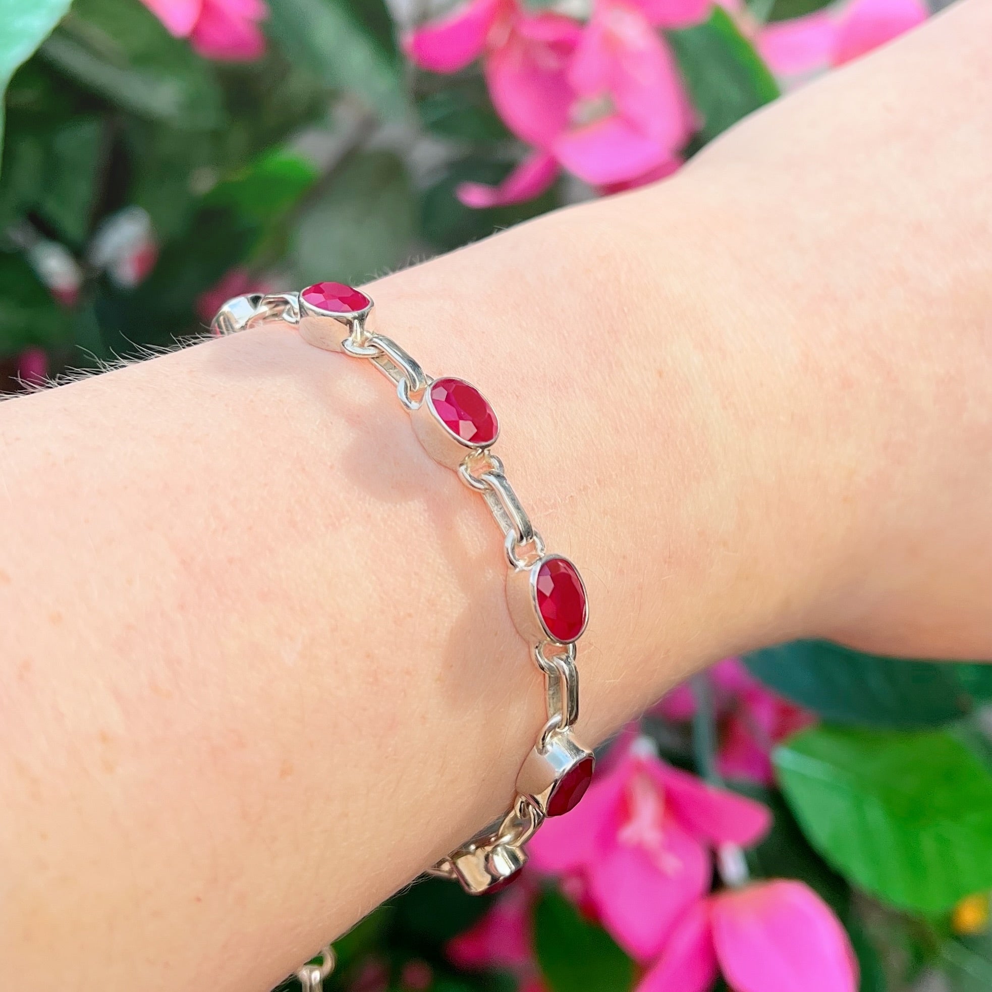 Ruby Sterling Silver Bracelet