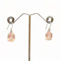Rose Quartz Sterling Silver Oval Faceted Drop Earrings