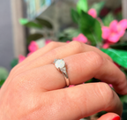 Opal & Cubic Zirconia Sterling Silver Ring - Size P
