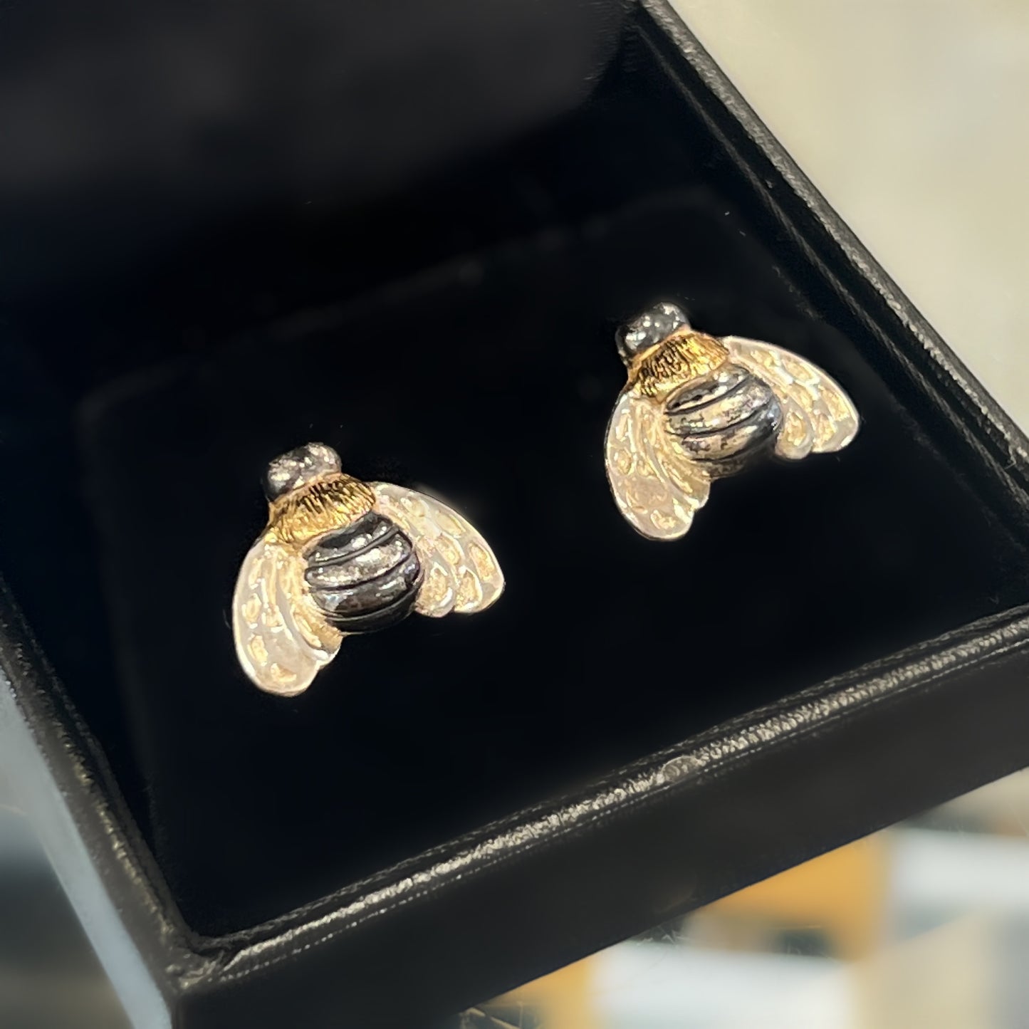 Paula Bolton Honey Bee Design Sterling Silver Gold Plated Stud Earrings