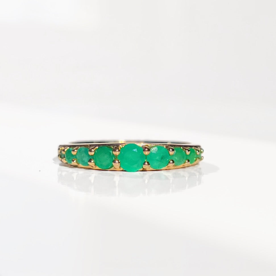 Emerald Graduated Nine-Stone 9ct Yellow Gold Eternity Ring | Size N