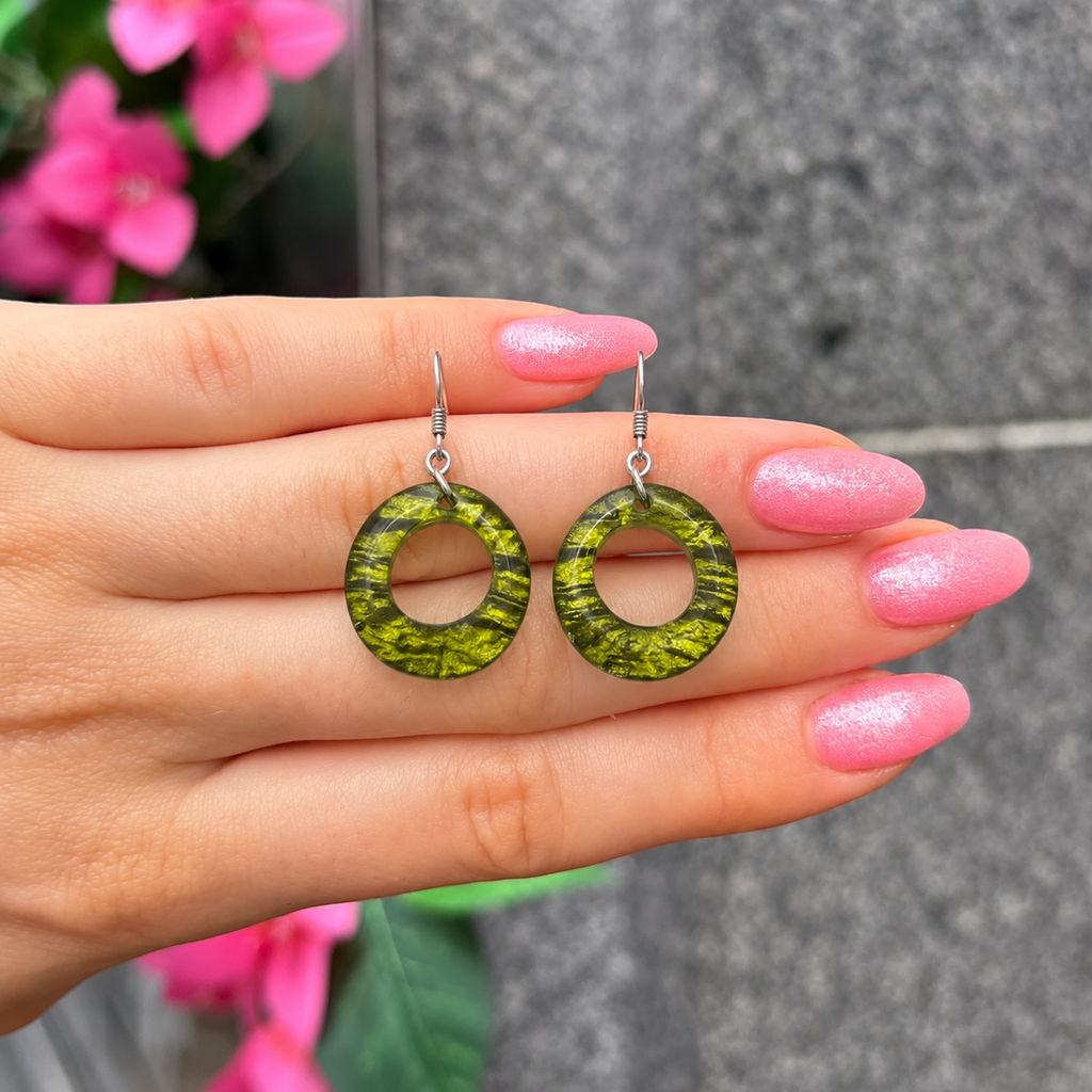 Pistachio Green Hollow Circle Drop Earrings | Watch This Space