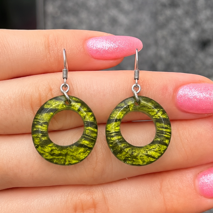Pistachio Green Hollow Circle Drop Earrings | Watch This Space