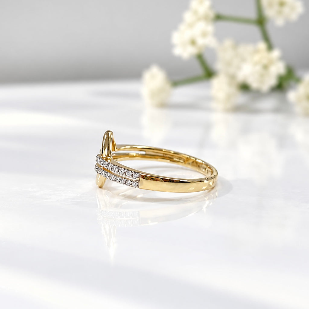 Diamond 9ct Yellow Gold Open Link Ring