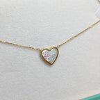 Mother of Pearl 9ct Yellow Gold Heart Necklace