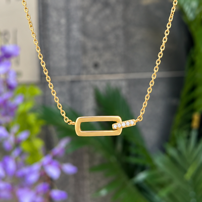 14ct Gold Plated Cubic Zirconia Glam Interlock Necklace | Ania Haie
