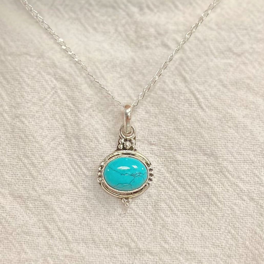 Unusual Sterling Silver Turquoise Necklace