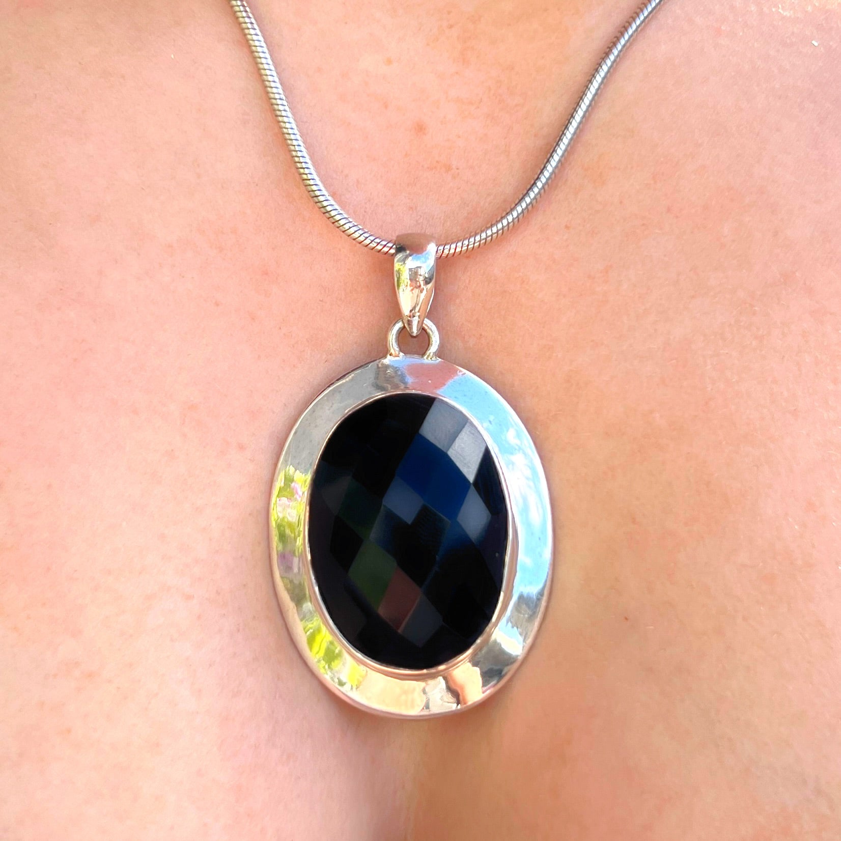 Onyx Sterling Silver Chunky Necklace