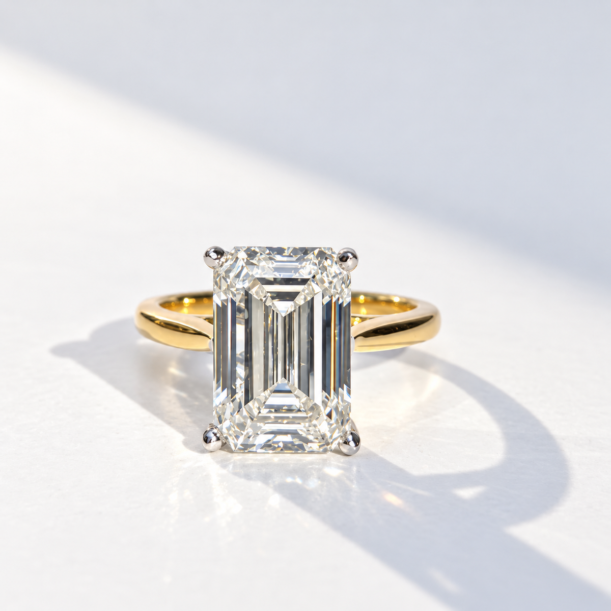 5ct Emerald Cut Diamond 18ct Yellow Gold Engagement Ring | Size L ½