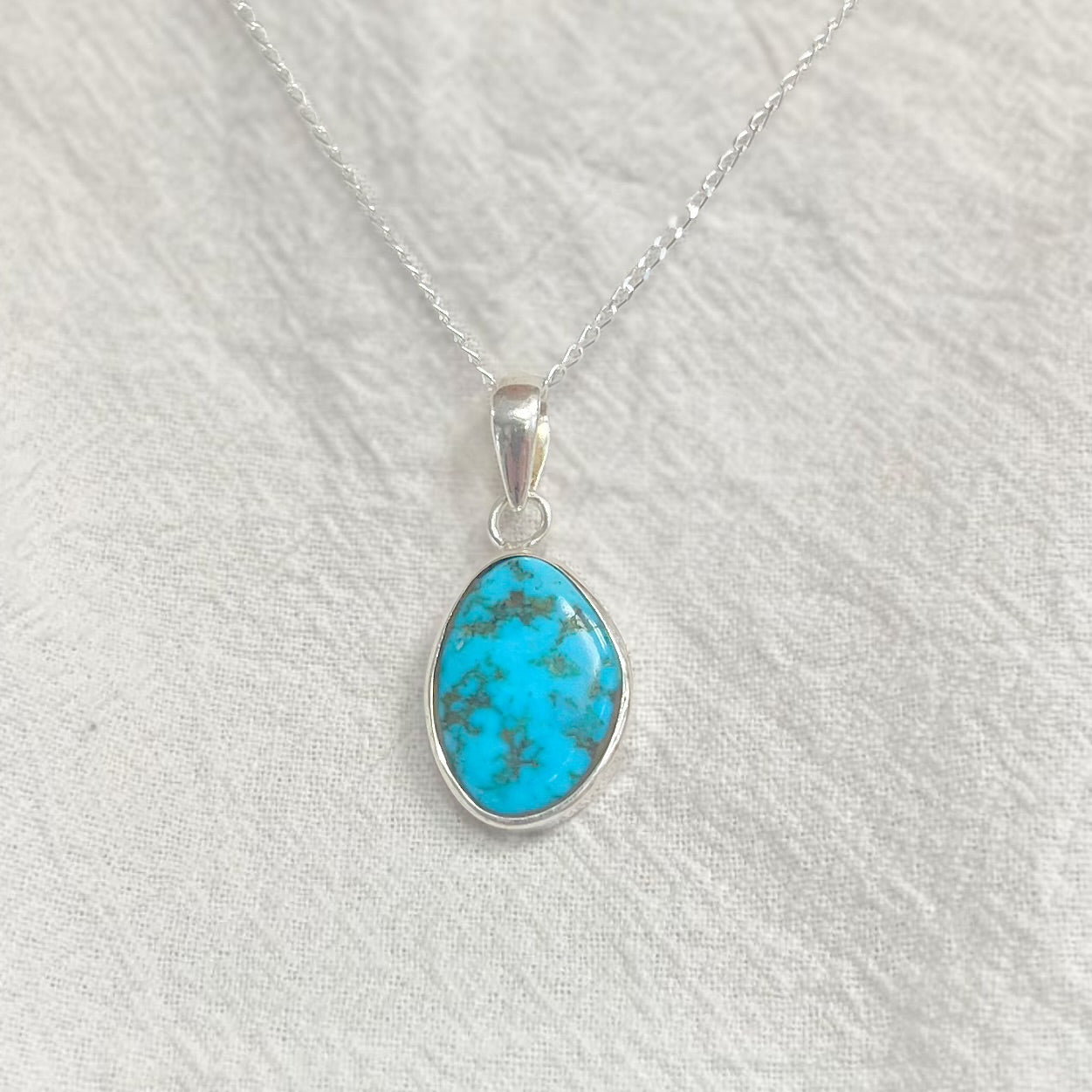 Irregular Shaped Turquoise Sterling Silver Necklace