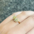 'The Lovers' Natural Yellow Diamond 18ct Yellow Gold Heart & Pear Cut Toi et Moi Ring | Size M ½