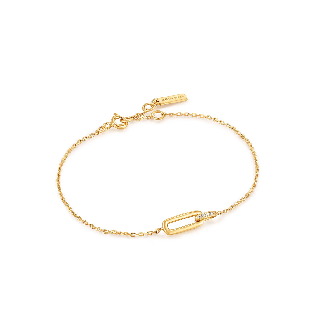 14ct Gold Plated Cubic Zirconia Glam Interlock Bracelet | Ania Haie
