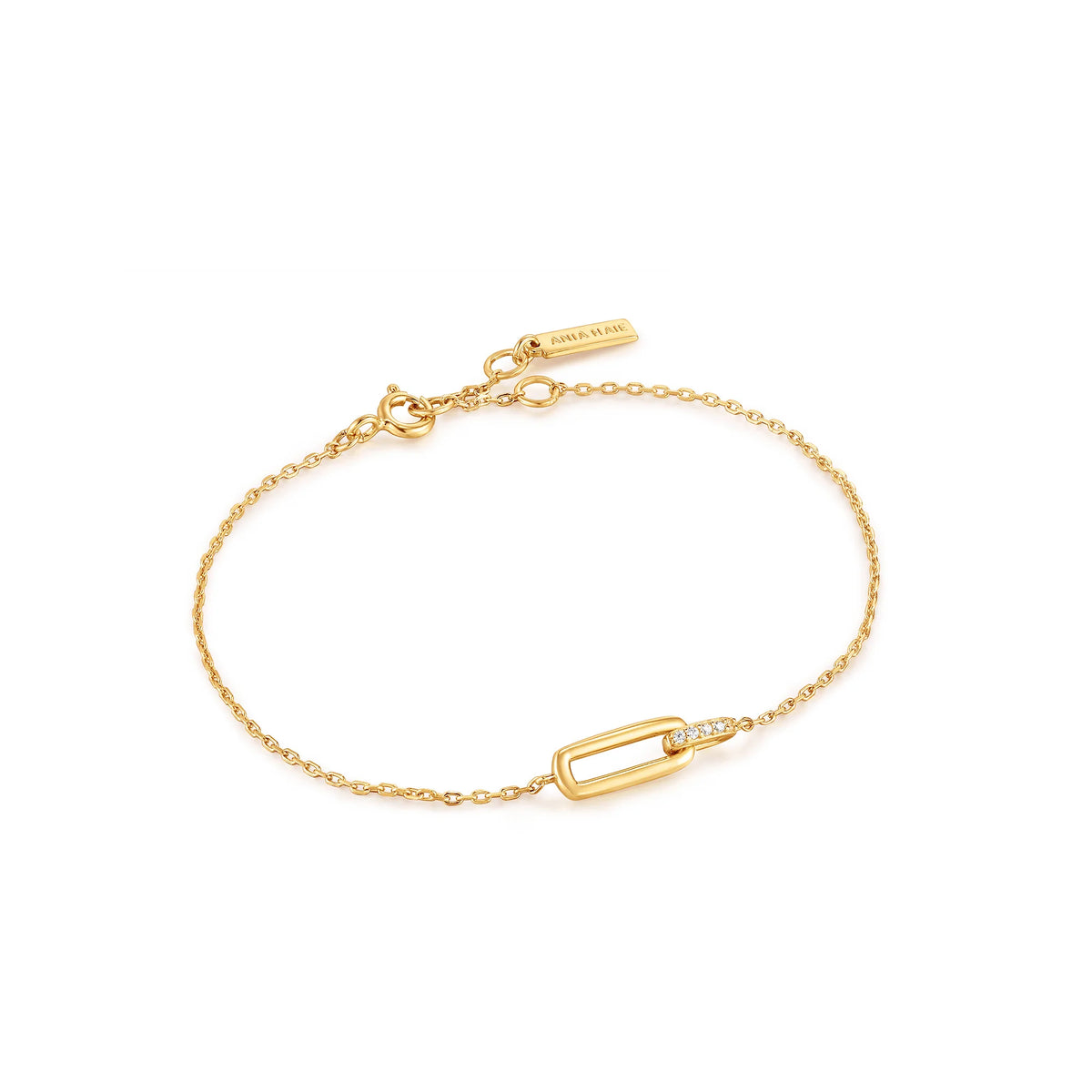 14ct Gold Plated Cubic Zirconia Glam Interlock Bracelet | Ania Haie