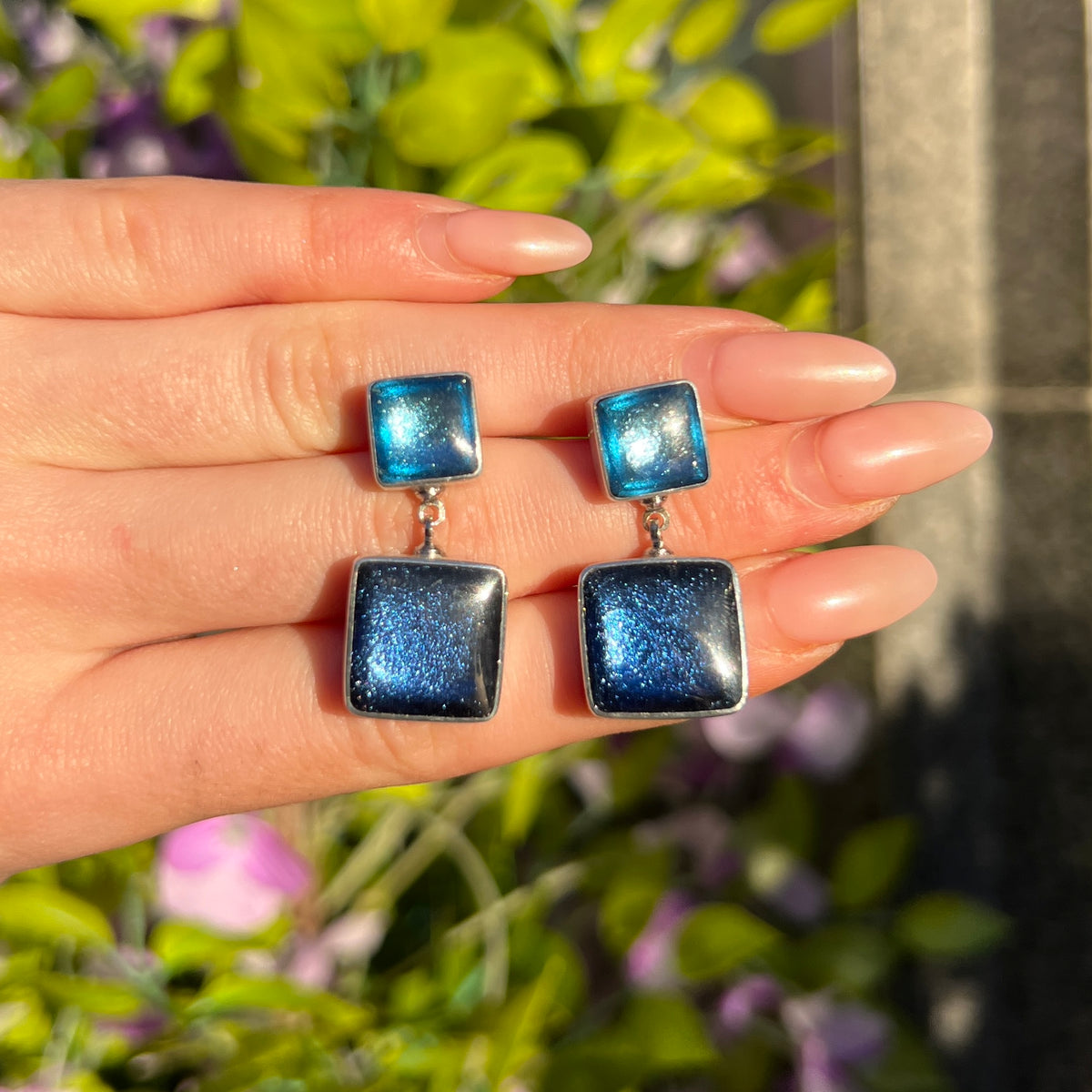 Blue Square Drop Earrings | Watch This Space