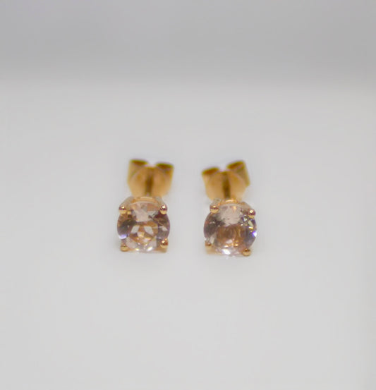 Vintage 14ct Rose Gold Morganite Stud Earrings