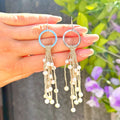 Gold Thread Freshwater Pearl Sterling Silver Tassel Drop Earrings
