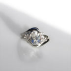 Vintage White Spinel and White Topaz 9ct White Gold Twist Dress Ring | Size K