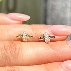 Pearl & Cubic Zirconia Bee Sterling Silver Stud Earrings
