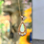Art Deco Inspired Opal and Diamond 9ct Yellow Gold Necklace