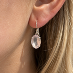 Rose Quartz Sterling Silver Oval Faceted Drop Earrings