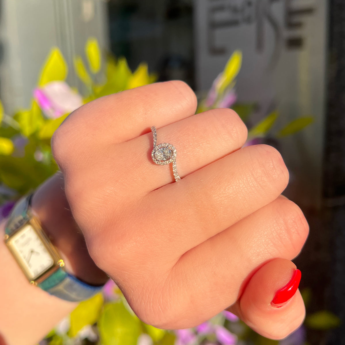 Diamond Twist 18ct White Gold Engagement Ring | Size O