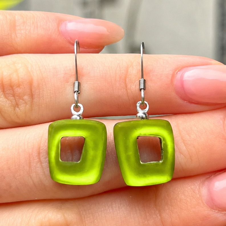 Pre-Order | Citrus Hollow Square Drop Earrings | Watch This Space
