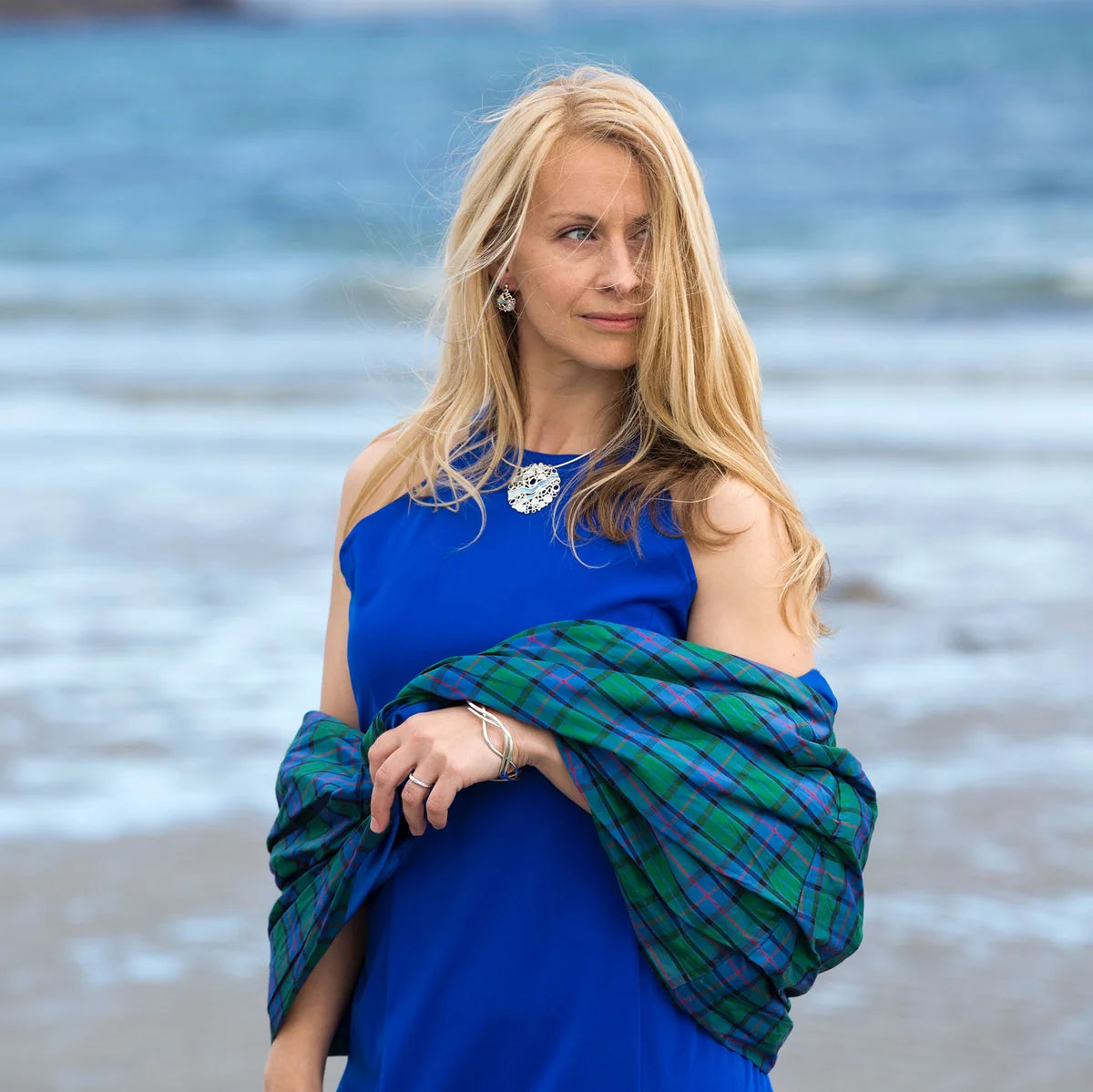 Pre-Order | Scottish 'Arctic Stream' Blue Hand Enamelled Necklace | Sheila Fleet