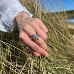 Pre-Order | Sterling Silver Wild Grasses Moonstone & Cubic Zirconia Ring in Meadow Enamel | Sheila Fleet
