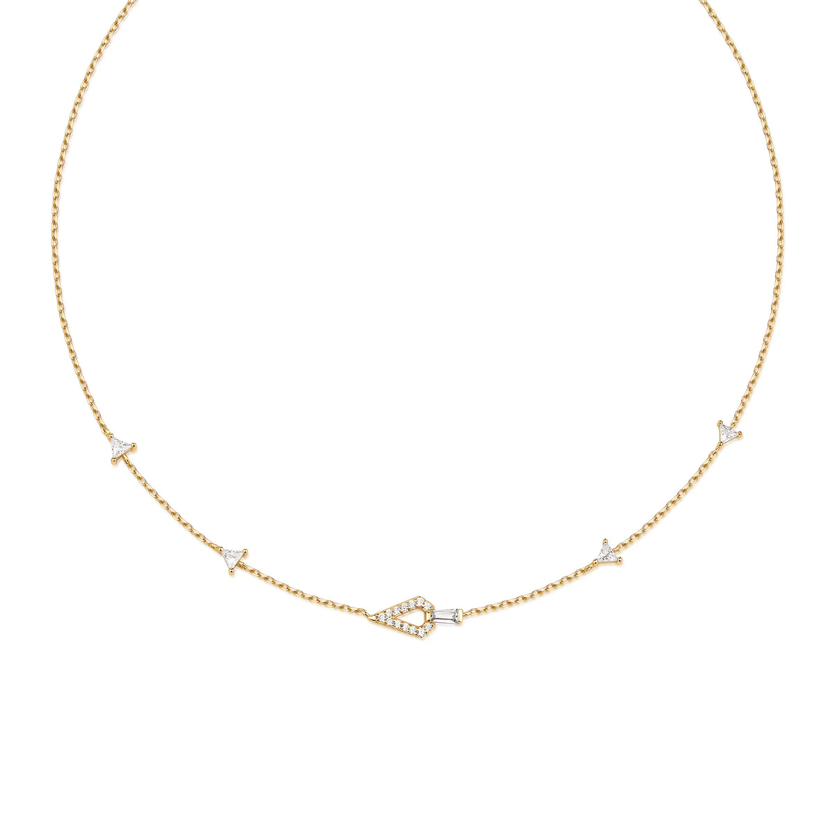 Pre-Order | 14ct Gold Plated Cubic Zirconia Geometric Satellite Necklace | Ania Haie