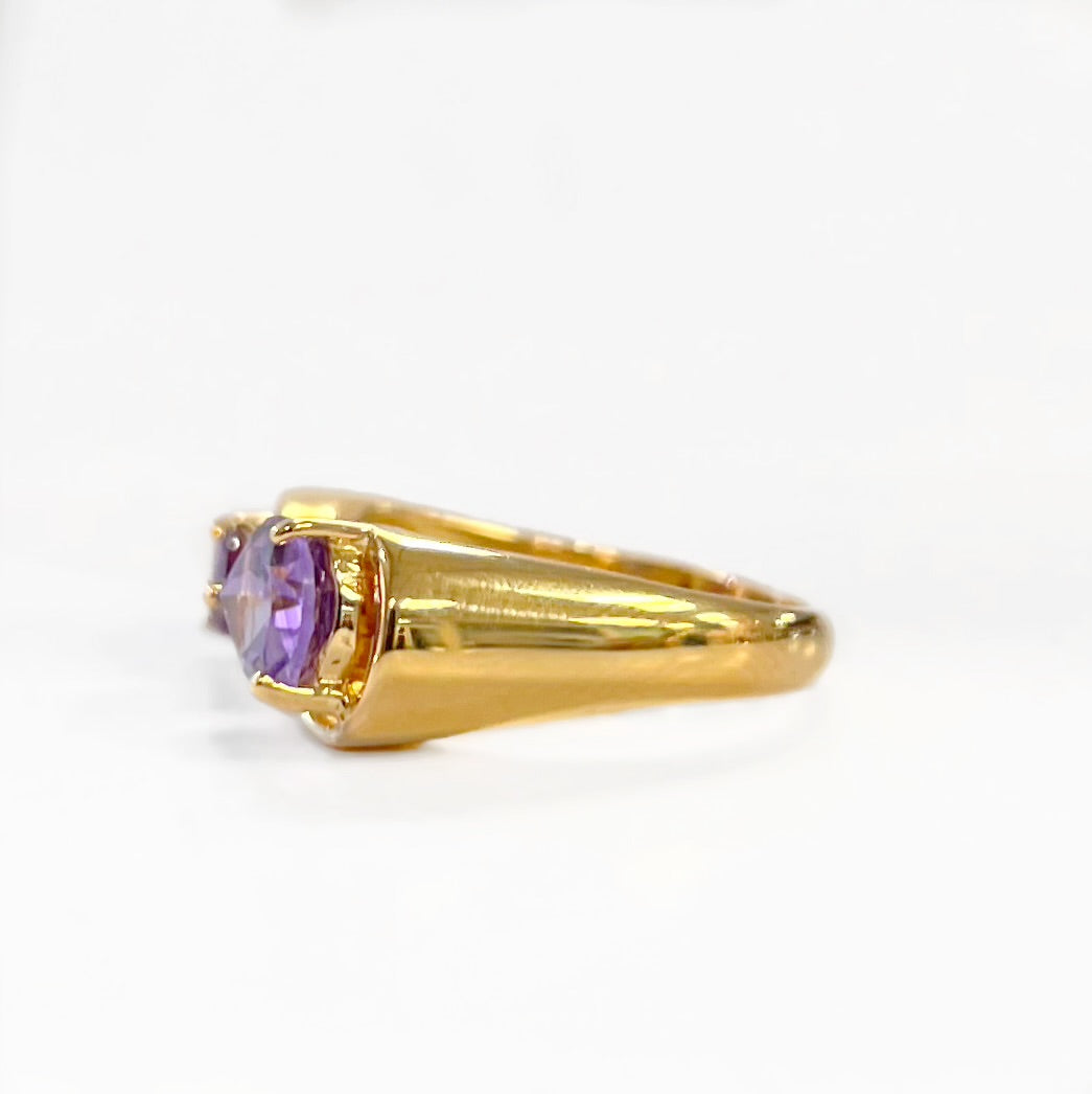 Unique & Co. Gold Burgundy & Lilac Infinity ‘Toi et Moi’ Ring - Size M ½