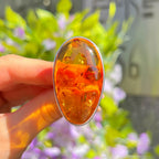 Orange Amber Sterling Silver Super Chunky Ring | Size U