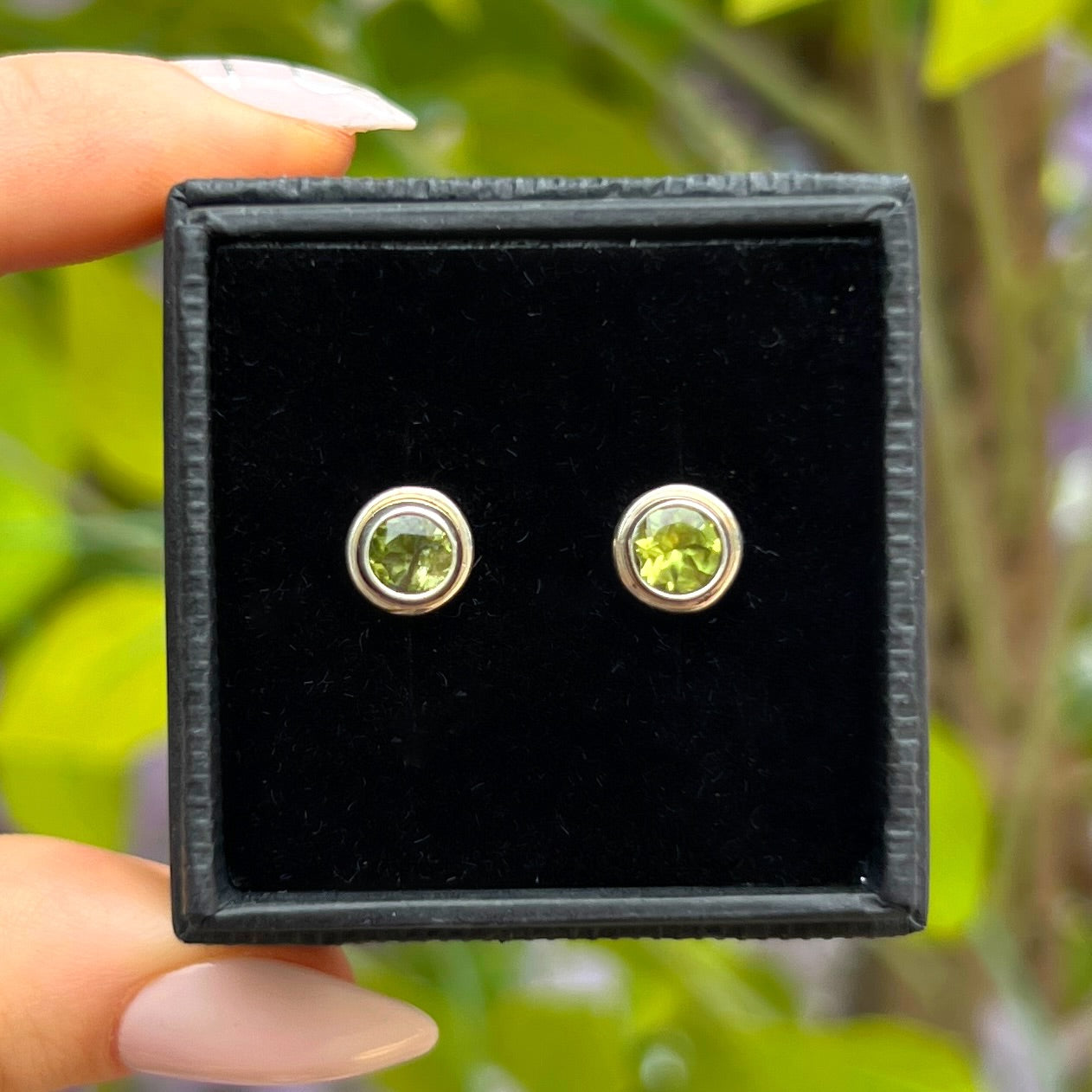 Simplistic Sterling Silver Peridot Stud Earrings