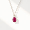 Oval Ruby Sterling Silver Dainty Necklace