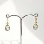 Pear Cut Aquamarine 9ct Yellow Gold Drop Earrings