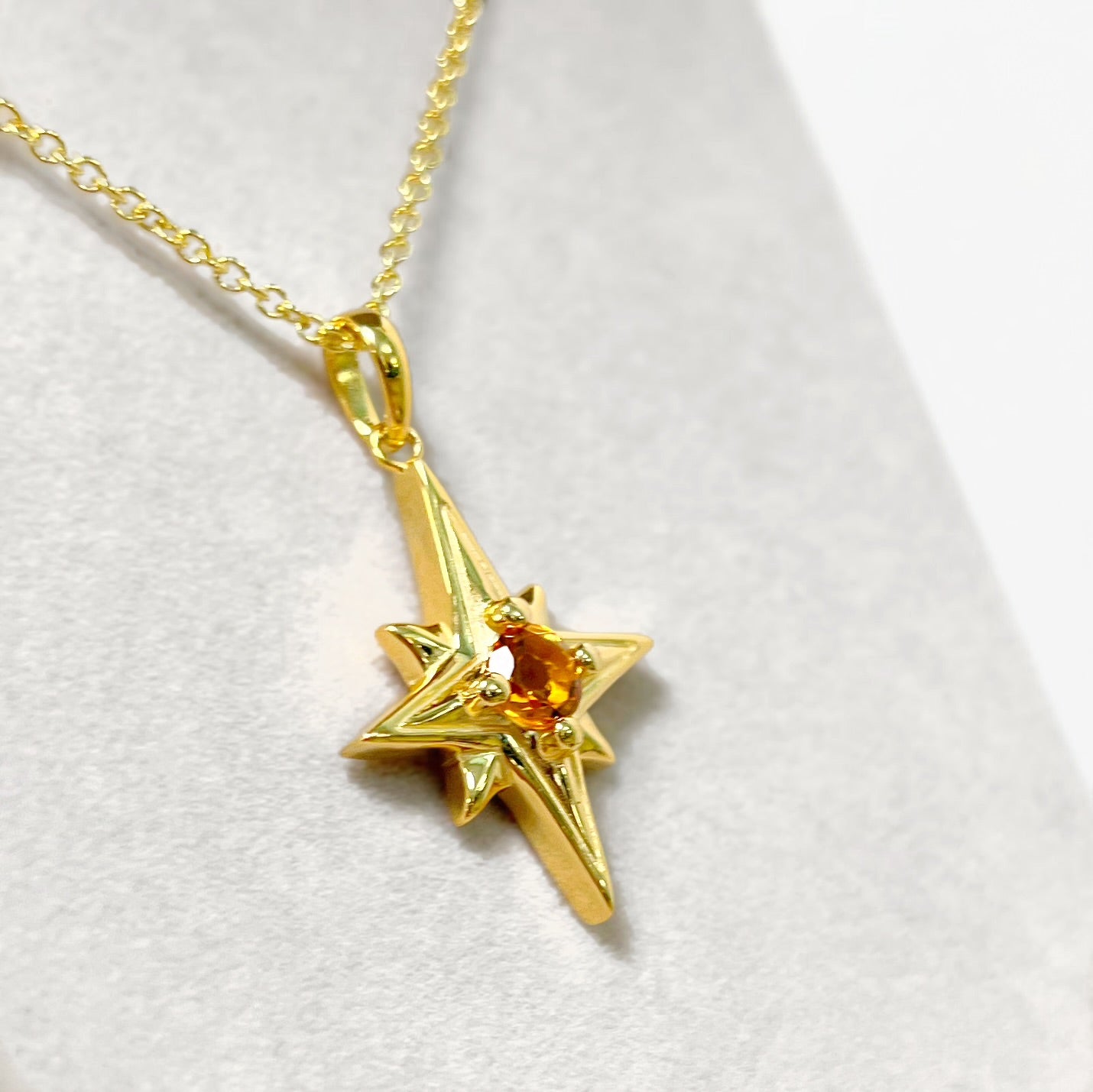 Celestial Gold-on-Silver Citrine Star Necklace