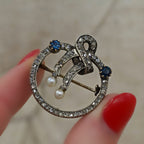 Victorian Sapphire, Pearl and Rose Cut Diamond Brooch