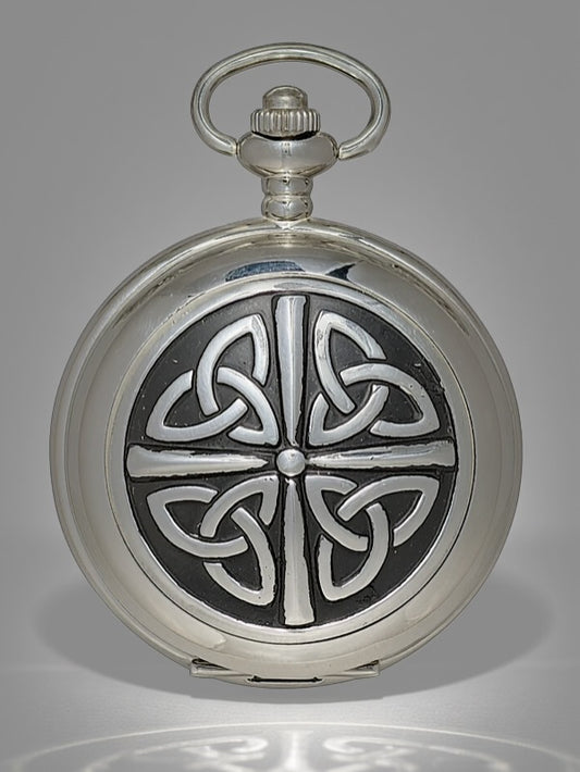 Celtic Knot Mechanical Double-Hunter Pocket Watch