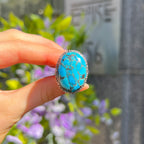 Turquoise Boho Sterling Silver Chunky Ring | Size R