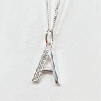 Cubic Zirconia Sterling Silver Initial Pendant (A-Z Available)