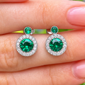 Green Cubic Zirconia Sterling Silver Stud Earrings