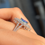 'The Victoria' Marquise Tanzanite and Diamond 18ct White Gold Ring
