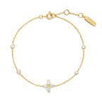 Lucky Clover 14ct Gold Plated Cubic Zirconia Bracelet | Ania Haie