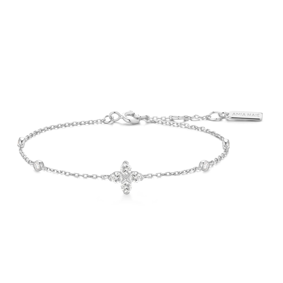 Lucky Clover Sterling Silver Cubic Zirconia Bracelet | Ania Haie