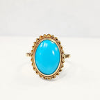 Vintage Turquoise 9ct Yellow Gold Dress Ring | Size L ½