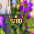 9ct Gold Personalised Gothic Year Necklace | Made to Order