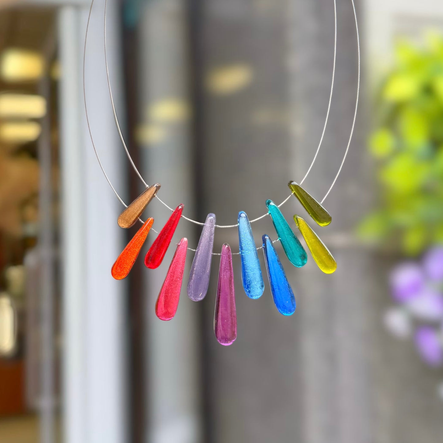 ‘Watch This Space’ Rainbow Teardrop Necklace