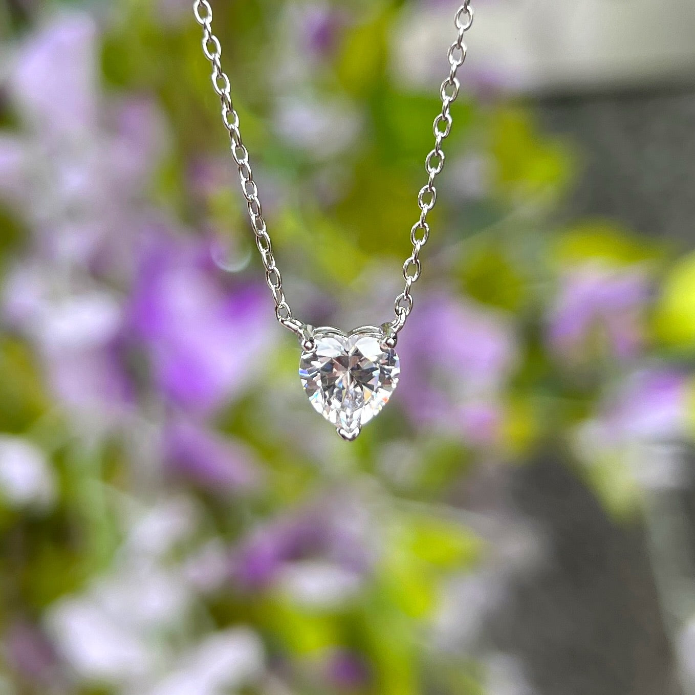 Sterling Silver Cubic Zirconia Heart Necklace